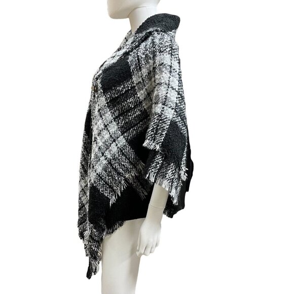 New Directions‎ Black Plaid Poncho Size O/S (O10333) - Picture 3 of 6